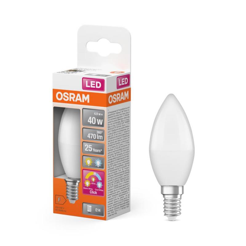 OSRAM E14 LED Kerze Relax & Active mit Farbtemperaturwechsel 4,9W wie 40W warmweiss/ kaltweiss